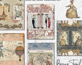 Digital Junk Journal Kit - TALL Pretty in Paris Document Orientation