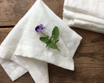 White Linen Napkins, Set of Six napkins, cloth napkins, cloth dining napkins, soft white striped napkins, wedding table, wedding napkins