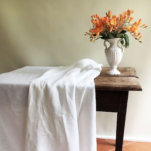 White Linen Table Cloth, Pure White Linen, Tablecloth Rectangle, Tablecloth Square Pure White Tablecloth linen Tablecloth Creamy White linen image 1