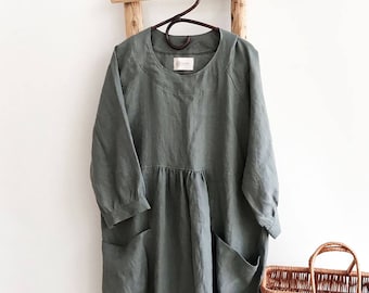 Loose Linen Dress, Linen Tunic Dress, Dress for women, Plus size Dress, Plus size tunic dress, linen dress for women Black Tunic Linen Dress