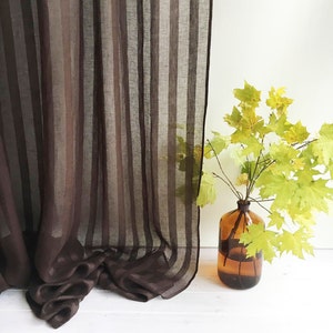 102&quot; Wide curtain panel, Linen Curtain, Brown Curtains, Sheer Window Curtains and Drapes, Chocolate Curtains for living room, drapery