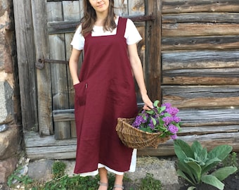 Natural beige linen kitchen apron | IL LETTO | lniany świat