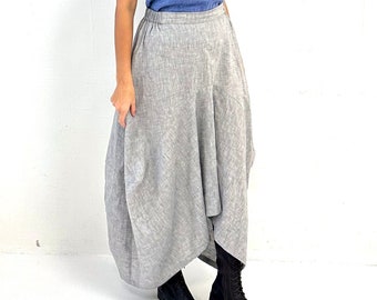 Linen boho skirts for women, Linen maxi skirt, Maxi skirt boho, Womens linen skirt, Maxi skirt boho, Grey skirt, Skirt with Pockets
