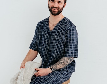 Linen Kaftan 'Peter', men robe linen, mens linen kaftan, men caftan, plus size robe, men's kaftan, plus size caftan, kaftan men gift pyjama