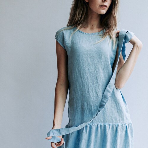 Drop Waist Dress from Linen, Drop Waist Maxi Dress, Dress Woman, Summer Dresses for Women, Linen Dresses for Women, Dress with Belt