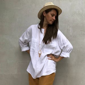Loose Womens Shirt &quot;Dina&quot;, Linen Shirt, plus size shirt, Tunic Shirt, boyfriend shirt, summer shirt, light shirt, boho shirt, Linen Top