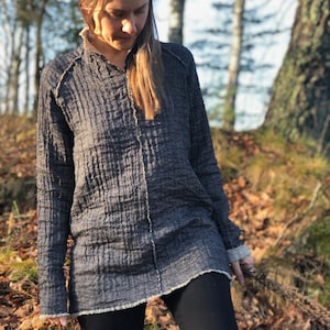Rustic Linen and Wool Pullover Sweater &#39;Norde&#39;, Womens Sweater Wool and Linen Jacket for Women, Linen Coat, Womens pullover Linen Cardigan