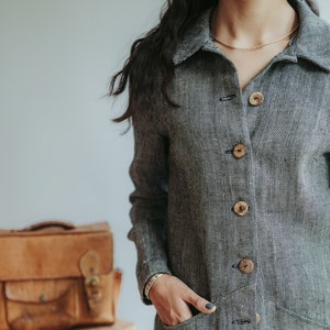 Womens Linen Jacket &#39;Cate&#39;, Linen Blazer for Women, Linen Coat, Linen Cardigan