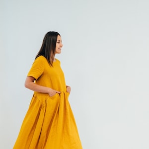 Loose Linen Dress &#39;Maira&#39;, Oversized linen dress, Plus Size Dress, Linen Clothes Women, Womens linen dress, Dress with Pockets