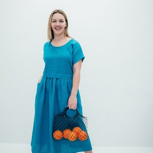 Linen Midi Dress, Midi linen dress, Plus size midi, Summer beach dress, Plus size dress, Midi linen dress ,Dress for women