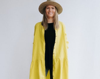 Linen Duster 'Leigh-Long', Long Linen Duster, Womens Jacket, Linen Coats, Womens Linen Jacket Blazer, Linen Smock frock, Full Length Duster