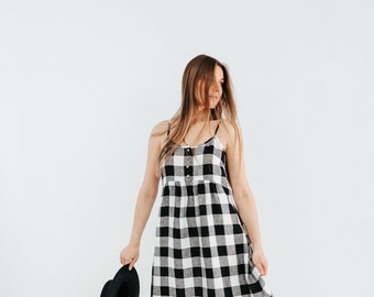 Natural Pinafore Dress "Leona",  Womens Sundress,  Plus Size Dress, Sleeveless Dress Linen Dress Women Jumper Pinafore Sundress