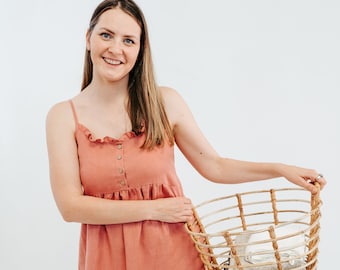 Linen Dress "Leontine", Pinafore Dress, Linen Dress, Sleeveless Dress, Natural Dress, Summer Dress, Plus Size Sundress,