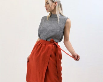Linen Wrap Skirt, Boho Skirt, Skirt with Pockets andTies, Womens Skirts, Linen skirt Midi, Skirts for Women, Linen Skirt Pockets