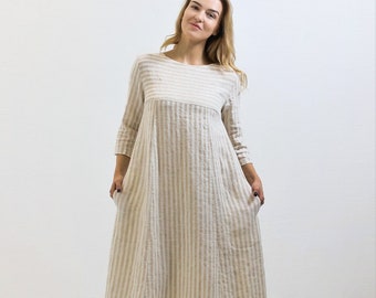 Linen Dress "Debra", Plus size Dress with Pockets, Linen Dresses for Women, Long Dress, Linen Summer Dress