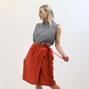 Linen Wrap Skirt, Boho Skirt, Skirt with Pockets andTies, Womens Skirts, Linen skirt Midi, Skirts for Women, Linen Skirt Pockets