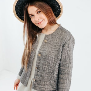 Linen and Wool Blazer for Women 'Fiona', Linen and Wool Jacket for Women