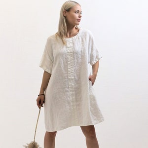 Loose Linen Tunic Dress with Short Sleeves, Linen Tunic for Women, Plus size tunic, Tunic tops, Linen tunic, tunic shirt, Women's Tunic image 1