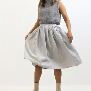 Midi Linen Skirt, Boho Skirt, Grey Midi Skirt, Linen Skirt, Midi Skirt Boho, Skirt with Pockets, Womens Skirts, Linen skirt, Custom Skirt