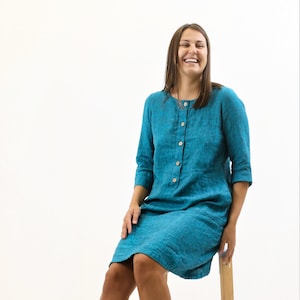Linen Dress &#39;Lisa&#39;, Casual Dress Linen, Women&#39;s linen dress, Custom Made Dress also Plus sizes, Breastfeeding dress