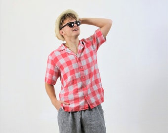 Linen Aloha Shirt, Linen Shirt Men, Linen Beach Shirt, Hawaiian Aloha Shirt Men from Linen 'Asher', Unisex Beach Shirt