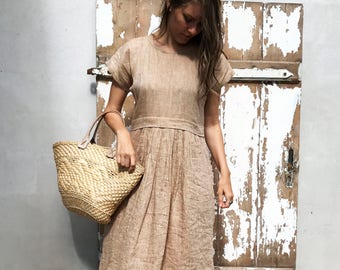 Linen Maxi Dress, Long linen dress, plus size maxi dress with sleeves, summer beach dress, plus size dress, maxi linen dress dress for women