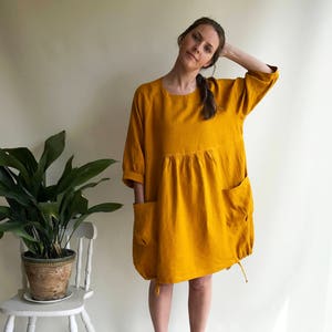 Linen Dress for Women, Dress with Sleeves, Womens Dress, Plus Size Tunic Dress, Loose Dress, Linen Dress Plus size Linen Dress Woman image 1