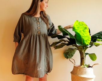 Linen Tunic Dress, Maternity Dress, Loose Tunic Dress, Tunic for women, Plus size tunic, Plus size dress, linen clothing, Breastfeeding