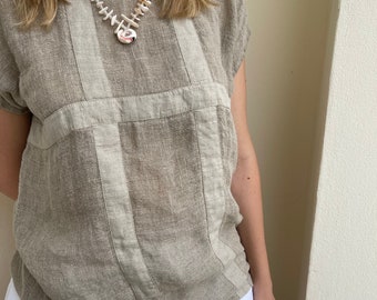 Natural Linen Gauze top "Nikita", Beach Top, Gauzy  Coverup, Gauzy Linen Top, Gauze Top, Beach Cover Up, Plus size cover up Linen Tunic Top