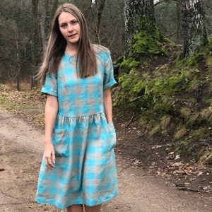 Loose Linen Everyday Dress &quot;Jane&quot; with Pockets, Midi length dress, Womens Linen Dress, Oversized Dress, Plus Size Dress
