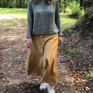 Long Linen Skirt with Buttons, Boho Skirt, Maxi Skirt, Long Skirt, Maxi Skirt Boho, Skirt with Pockets, Womens Skirts, Linen skirt