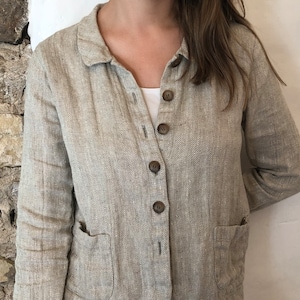 Women Linen Blazer &#39;Georgia-Rustic&#39; Artist Linen cardigan, Linen Jacket Natural, Womens Linen Jacket Short, Womens Jacket, Plus size Blazer