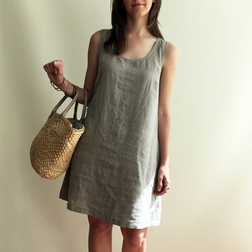 Natural Linen Jumper Dress Pinafore 