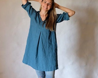 Linenbees Linen Tunic 'Yvette', Plus size Linen tunic, Loose Linen Dress for Women, Tunic Dress, Womens tunic, plus size clothing women