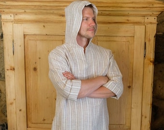 Herentuniek 'Scott', tuniek met capuchon heren, herenkaftan, linnen kaftan, herenkaftan, grote maten gewaad, herenkaftan, grote maten kaftan, kaftan mannen cadeau