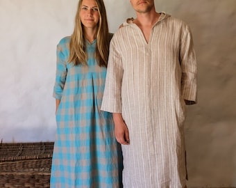 Linen Dress 'Rose' Linen robe Women, Robe with Hood, Linen loungewear, plus size robe, linen maxi dress kaftan for women maxi robe Linenbee