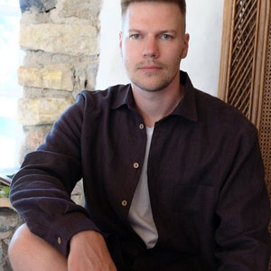 Long Sleeve Button up Linen Shirt Men, Mens Shirt, Linen Shirt Button Up for Men, Long Sleeve shirt, Mens clothing, Plus size shirt men gift