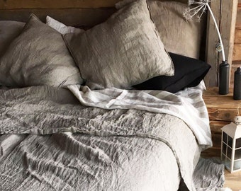 Linen Throw Blanket, Linen Bed Cover, Grey Blanket Linen Coverlet, Daybed blanket Country Blanket bedspread