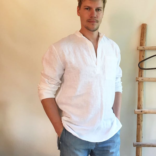 White Linen Shirt - Etsy