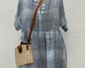 Linen Crop Top,Gauze linen Shirt, Linen Shirt, Plus Size Top, Linen Blouse, Womens Shirt, Loose Plus Size