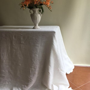 White Linen Table Cloth, Pure White Linen, Tablecloth Rectangle, Tablecloth Square Pure White Tablecloth linen Tablecloth Creamy White linen image 4