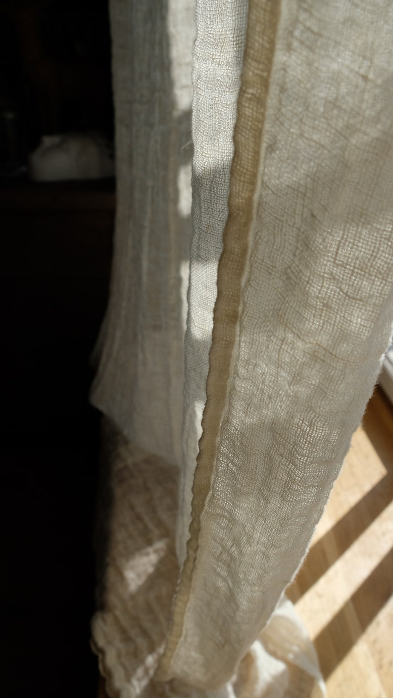 Off White Rustic Gauze Linen Curtain Panel, Window Curtains, Sheer Curtains, Linen Drapes, Long Curtain, Linen Curtains, Boho Curtains image 7