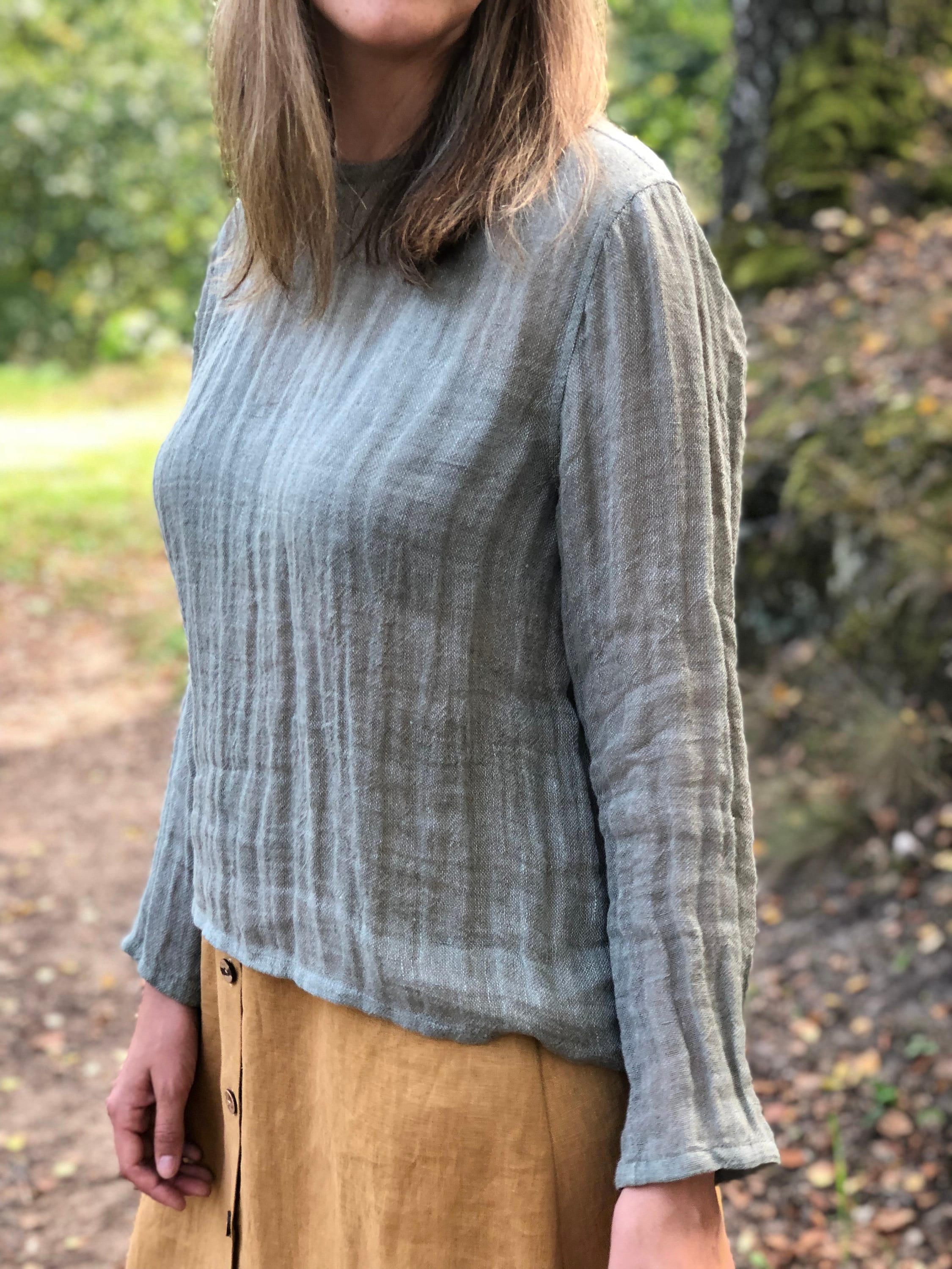 Linen Gauze Top 'Sophia' with Long Sleeves, Linen Blouse, Linen Shirt