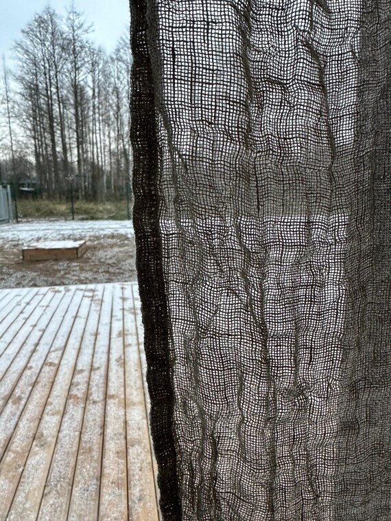 e…ஐ⋆*ナチュラルリネンガーゼのふりふりカーテン フリルガーゼ