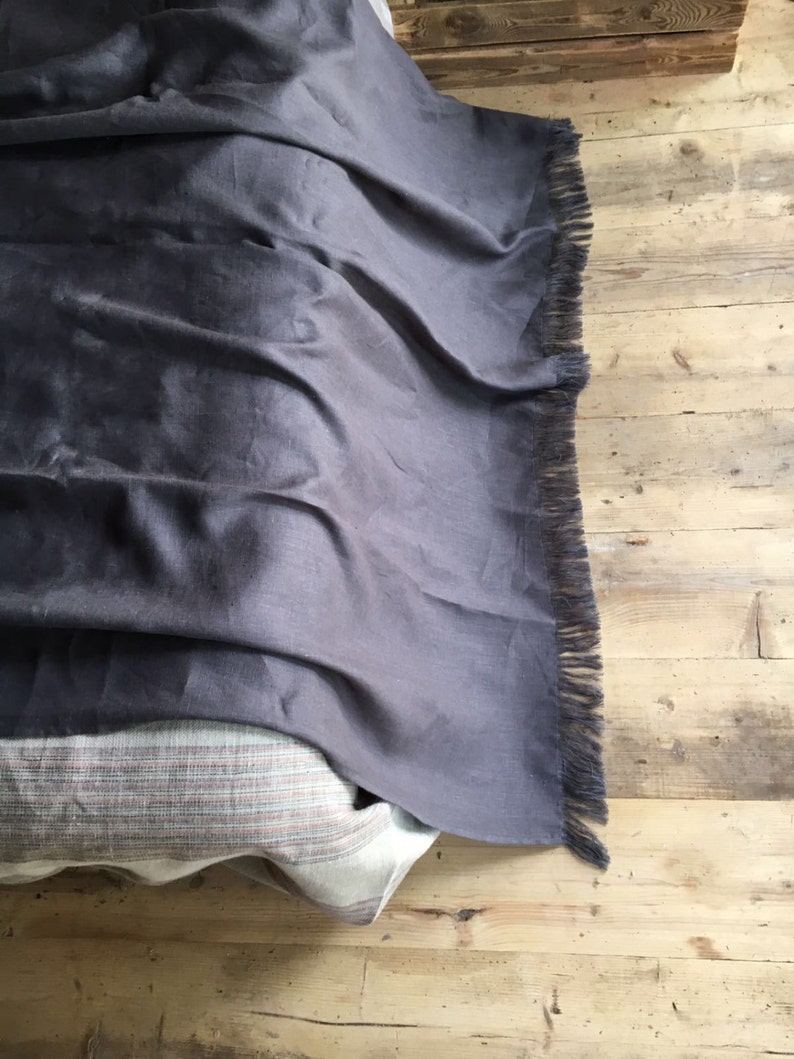 Dark Grey Linen Throw Light Linen Blanket Light Throw Etsy
