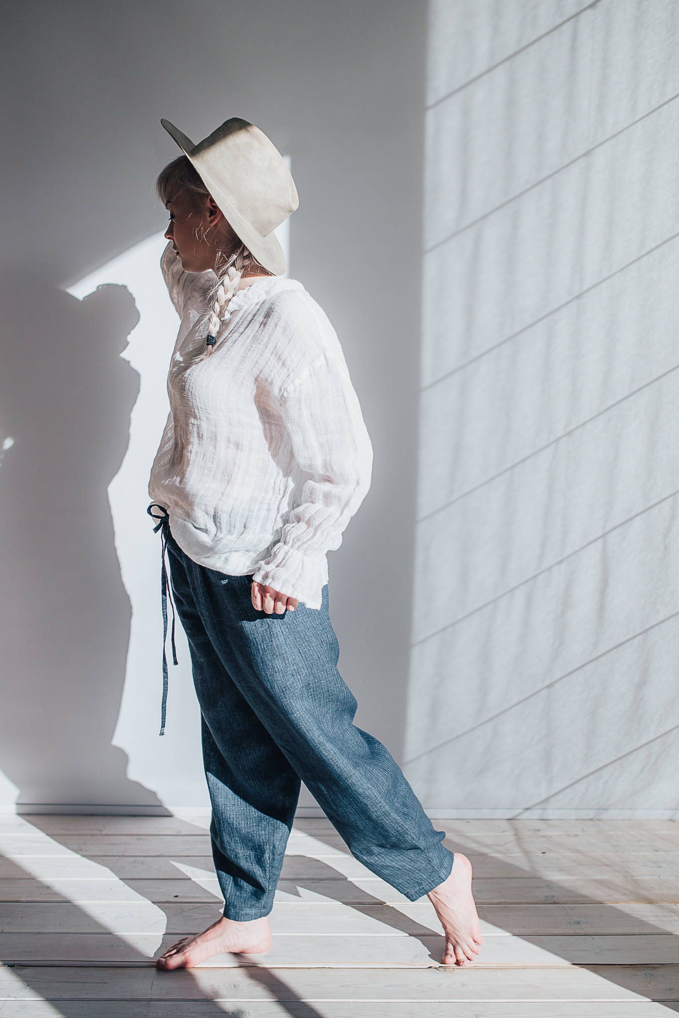 Loose Linen Pants Linen Yoga Pants Linen Trousers Baggy Etsy Australia