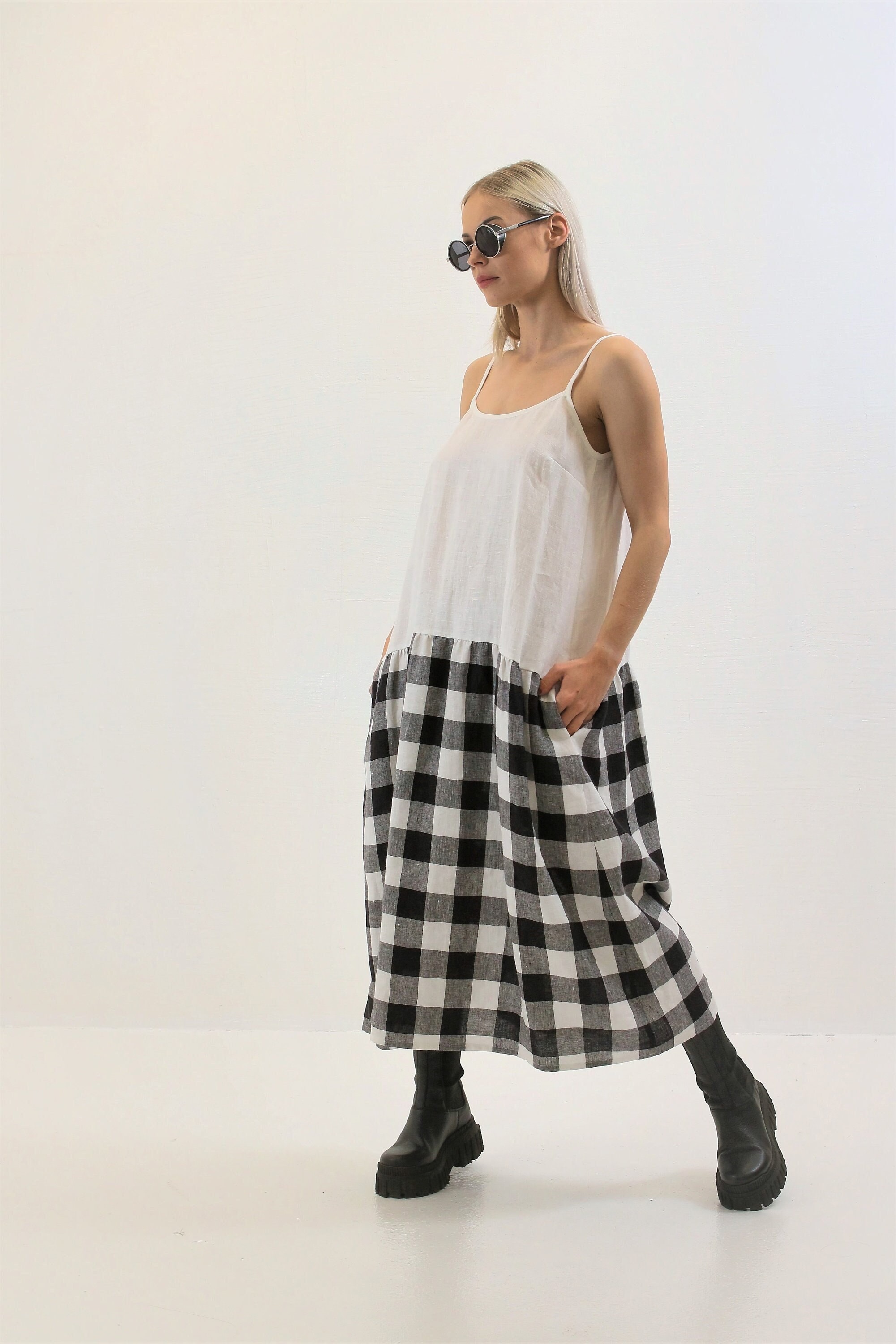 Linen Dress "Judy", Pinafore Dress, Sleeveless Maxi, Plus Size Sundress, Women, Jumper