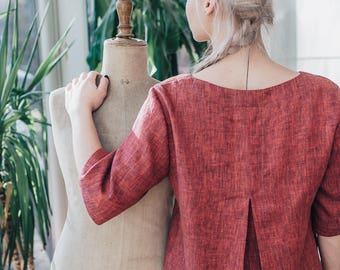 Leinen Tunika Top, Plus Größe Tunika, Leinen Tunika für Frauen, Leinen Tunika Plus Größe, Damen Tunika, Kleidung in Übergröße