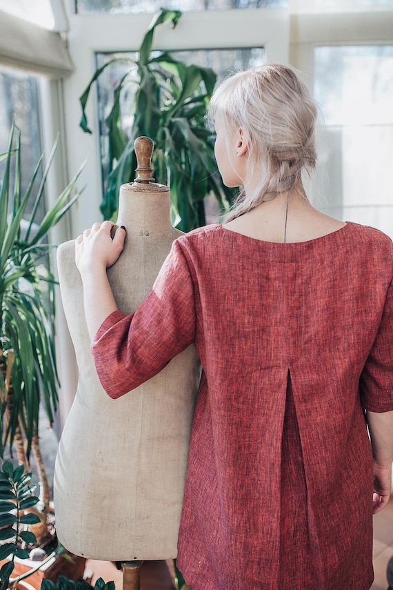 Linen Tunic Top, Plus Size Tunic, Linen Tunic for Women, Linen Tunic Plus  Size, Womens Tunic, Plus Size Clothing 