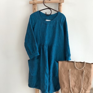 Tirquoise Linen Dress, Linen Tunic Dress, Tunic for women, Plus size tunic, Loose Tunic Dress, linen dress for women, Black Dress, Loose
